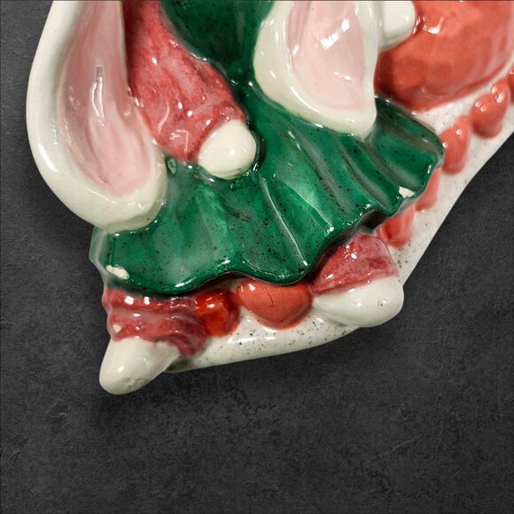 Vintage Bunny Clock Shell Heart Ceramic Cottagecore Farmhouse Decor Signed Anna - Picture 6 of 10